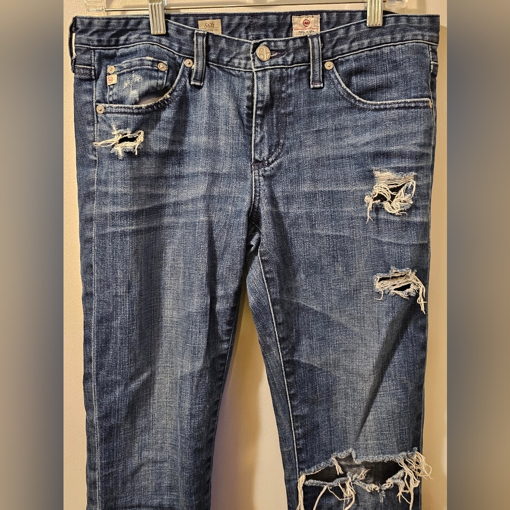 AG Adriano Goldschmied Jeans The Stilt Cigarette Distressed Women’s Size 29R - Picture 2 of 14